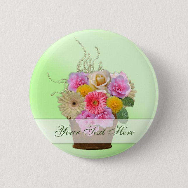 Blumen-Blumenstrauß-Sammlung Button (Vorderseite)