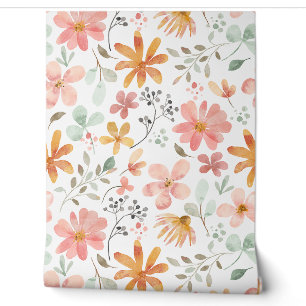 BLUMEN BLÜTEN PASTELL VINTAGE TAPETE