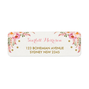 Blumen Boho erröten rosa Goldduschen-1. Geburtsta