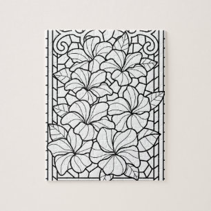 Blumen-Botanik-Buntglas-Färbepuzzle