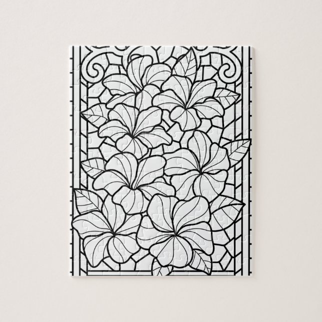 Blumen-Botanik-Buntglas-Färbepuzzle (Vertikal)