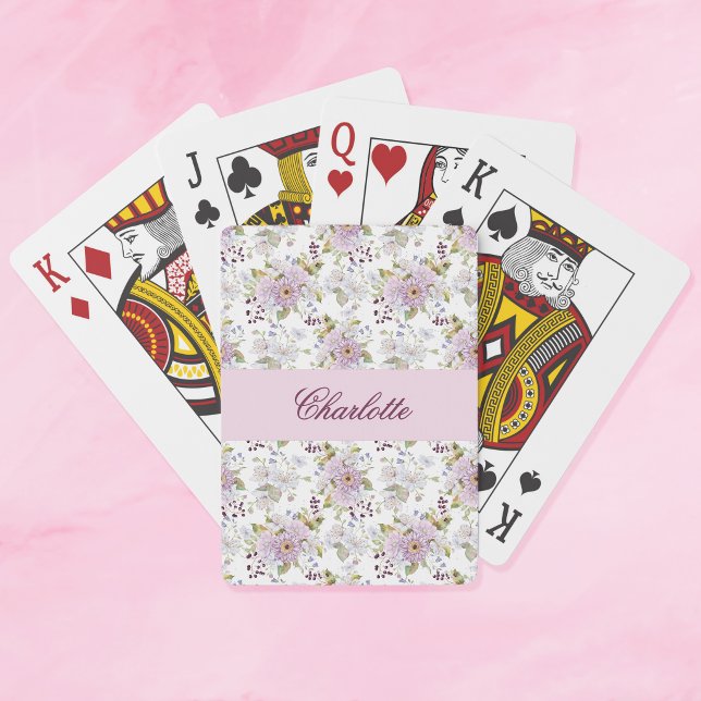 Blumen Botanischer Wildblumen-Monogramm-Name Spielkarten (Floral Botanical Wildflower Monogram Name)