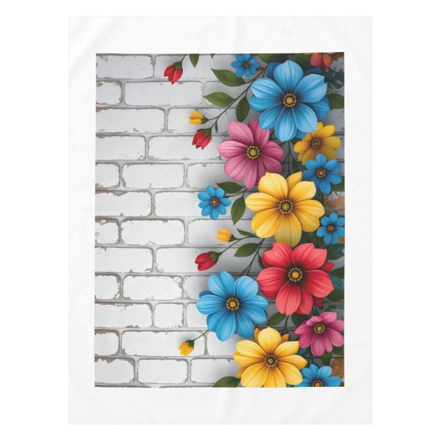 Blumen-Brick Wall Sherpa-Decke Tischdecke (Vorderseite)
