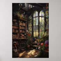 Blumen Buchladen Druck, Dark Academia Goth Zuhause
