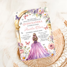 Blumen Butterfliegen Lilac Princess Quinceañera