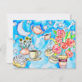 Blumen Café Mitteilungskarte