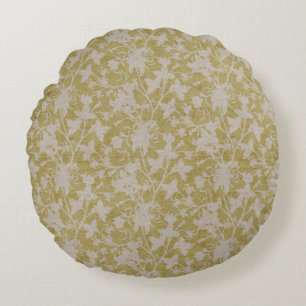 Blumen-Chintz-Silhouette-Chartreuse Rundes Kissen