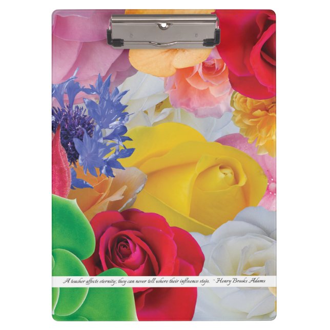 Blumen-Collage, für Lehrer - Klemmbrett (Vorderseite)