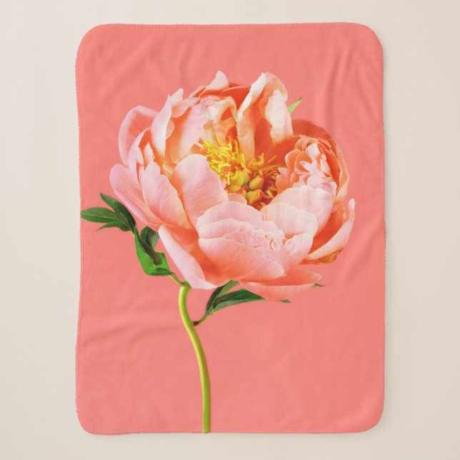 Blumen | Coral Peony Blossom Sherpadecke (Vorderseite)
