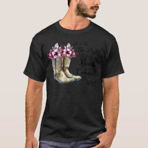 Blumen-Cowgirl-Stiefel geben einem Mädchen das ric T-Shirt