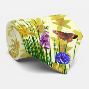 Blumen-Creme-Libelle-Schmetterling-Halsband Krawatte