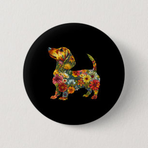 Blumen-Dachshund Süßes Haustier Hund Tierliebhaber Button