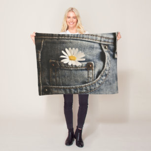 Blumen Daisy in Jeans Pocket Fleecedecke