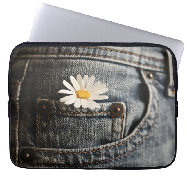 Blumen | Daisy in Jeans Pocket Laptopschutzhülle (Vorderseite)