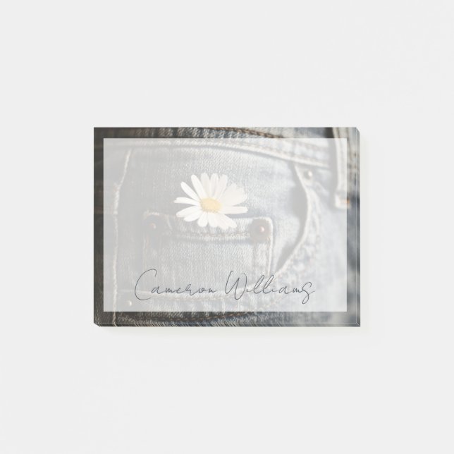 Blumen | Daisy in Jeans Pocket Post-it Klebezettel (Vorderseite)