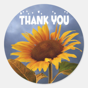Blumen Dankeschön Gelbe Sonnenblumen Florale Hochz Runder Aufkleber