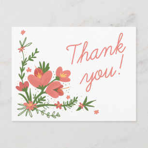 Blumen Dankeschön Rosa Korallenblumen Grüne Blätte Postkarte