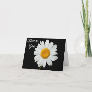 Blumen-Dankeschön Weiße Daisy-Blume Schwarze Notiz Dankeskarte