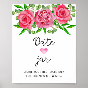 Blumen-Date-Night-Ideen. Date-Glas-Bridal-Spiel Poster