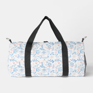 Blumen-Design Boho-Blockdruck blau rosa Mädchenhaf Duffle Bag