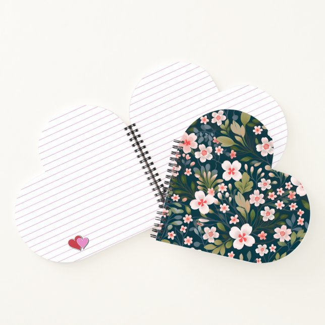 Blumen Design Muster Herz Notizbuch (Innenseite)