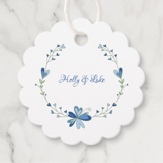 Blumen Design with Hearts in for Blue Events Geschenkanhänger (Vorderseite)