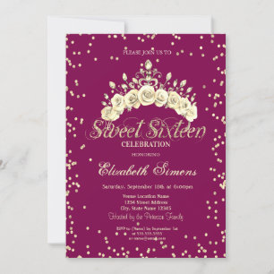 Blumen-Diadem-Diamanten Prinzessin Sweet 16 Einladung