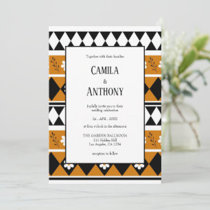 Blumen-Diamant-Boho-Blumenmuster mit Randstreifen Einladung