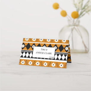 Blumen-Diamant-Boho-Blumenmuster mit Randstreifen Platzkarte