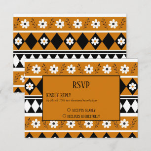 Blumen-Diamant-Boho-Blumenmuster mit Randstreifen RSVP Karte