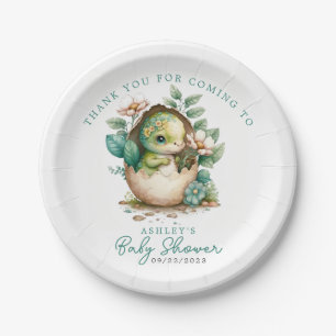 Blumen-Dinosaurier-Ei-Aquarell-Baby-Party Pappteller