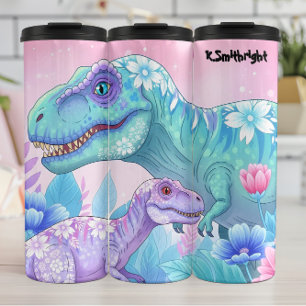 Blumen-Dinosaurier Pastell-Blüten-Schönheit Thermosbecher