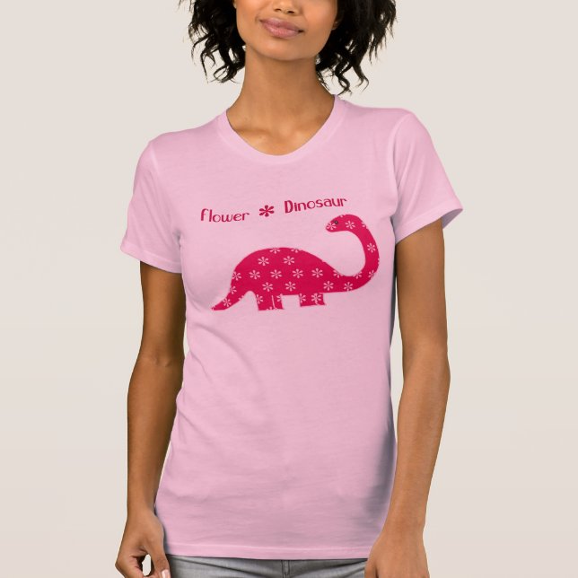 Blumen-Dinosaurier - Rosa T-Shirt (Vorderseite)