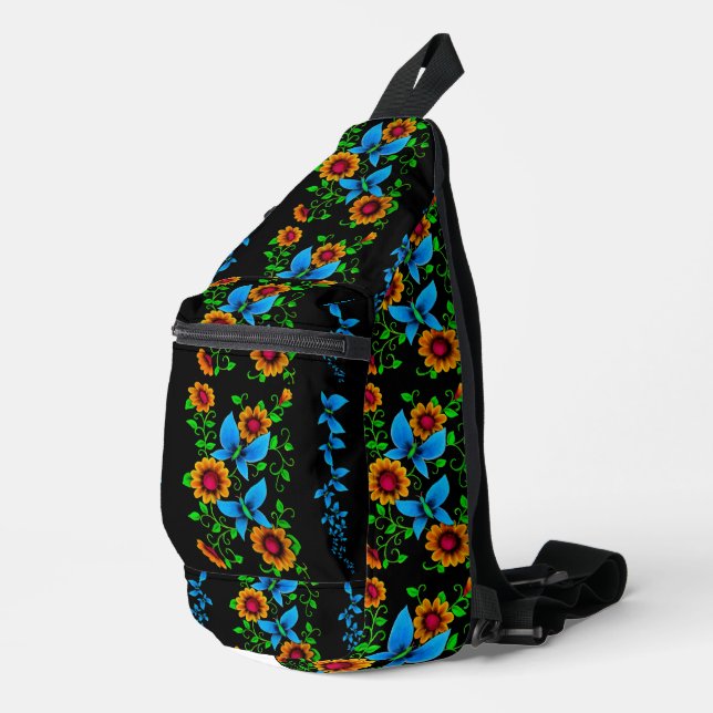 Blumen-Doodle  Crossbody Bag (Rechte Ecke)