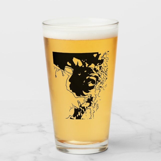 Blumen-Doodle Glas (Vorne (Gefüllt))