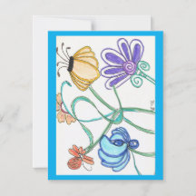 Blumen-Doodle - Leere Karte