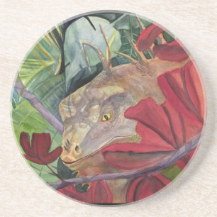 Blumen-Drache-Leguan-Untersetzer Getränkeuntersetzer