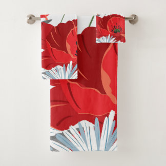 Blumen-Duschvorhang Badhandtuch Set