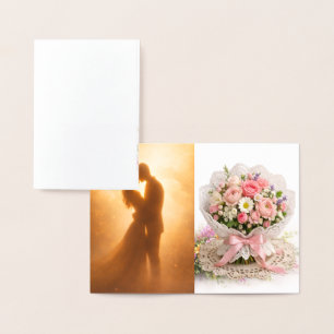 Blumen-Ecken-Hochzeitsserviette Folienkarte