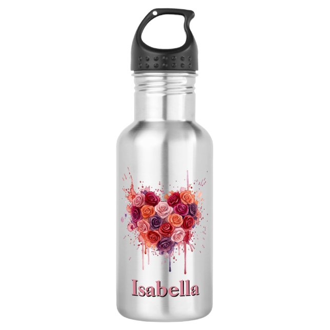 Blumen Edelstahlflasche (Vorderseite)