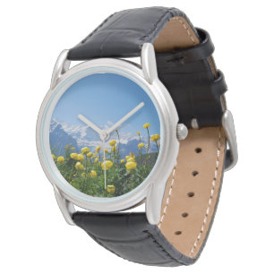 Blumen Eiger Monch Schweizer Alpen Armbanduhr
