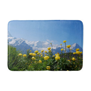 Blumen   Eiger Monch Schweizer Alpen Badematte