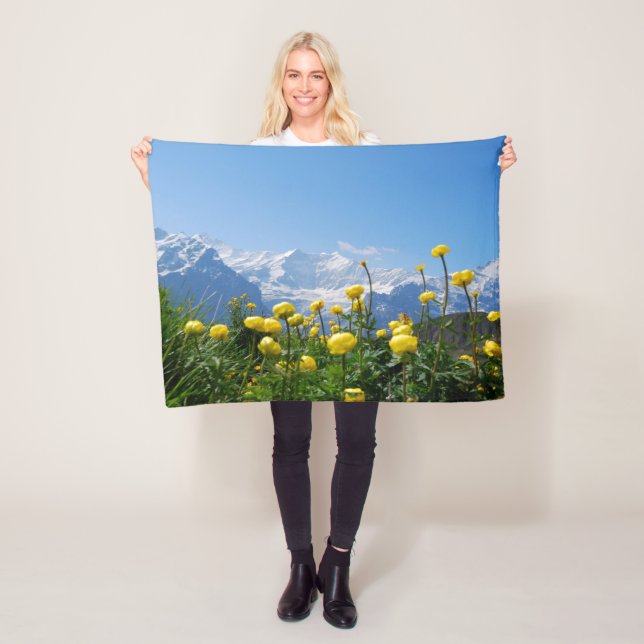 Blumen | Eiger Monch Schweizer Alpen Fleecedecke (Beispiel)