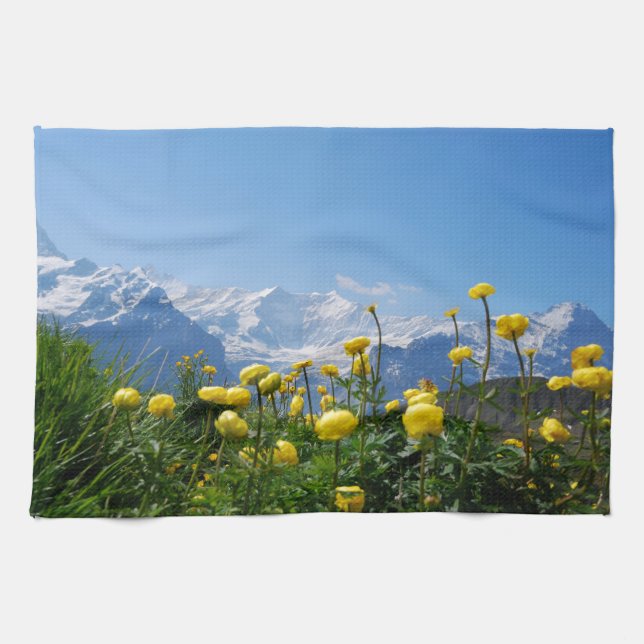 Blumen | Eiger Monch Schweizer Alpen Geschirrtuch (Horizontal)
