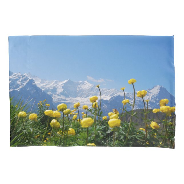 Blumen | Eiger Monch Schweizer Alpen Kissenbezug (Vorderseite)