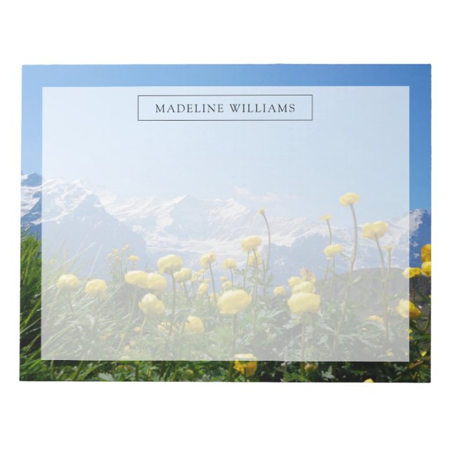 Blumen | Eiger Monch Schweizer Alpen Notizblock (Vorderseite)