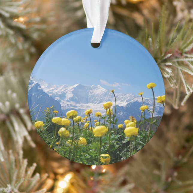 Blumen | Eiger Monch Schweizer Alpen Ornament (Baum)