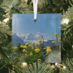 Blumen   Eiger Monch Schweizer Alpen Ornament Aus Glas