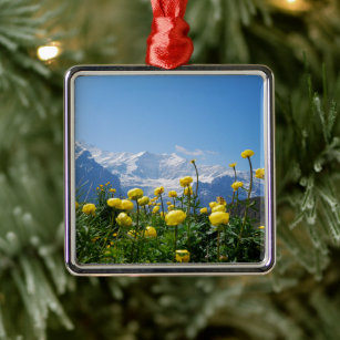 Blumen   Eiger Monch Schweizer Alpen Ornament Aus Metall