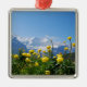 Blumen | Eiger Monch Schweizer Alpen Ornament Aus Metall (Vorne)
